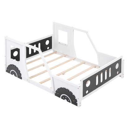 Full Size Classic Car-Shaped Platform Bed with Wheels White - Box Content