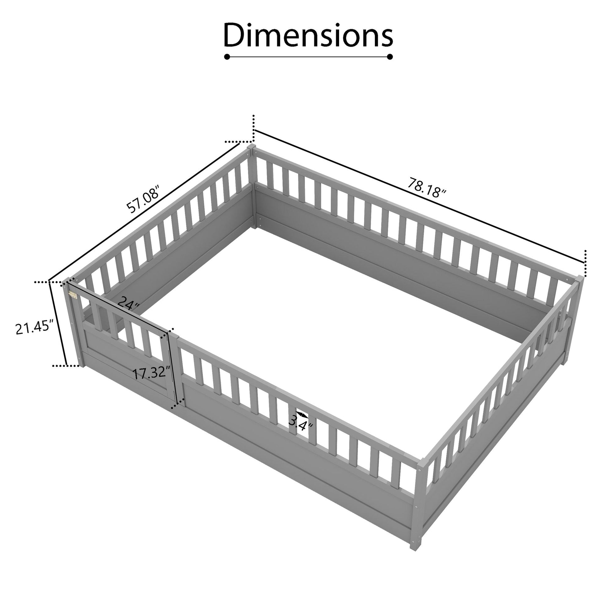 Full size Floor bed, integral construction with super high security barrier, door, children's floor bed frame, Montessor image 6