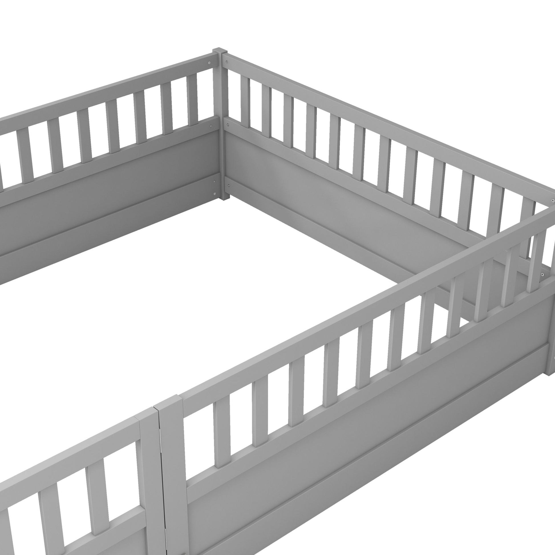 Full size Floor bed, integral construction with super high security barrier, door, children's floor bed frame, Montessor image 13