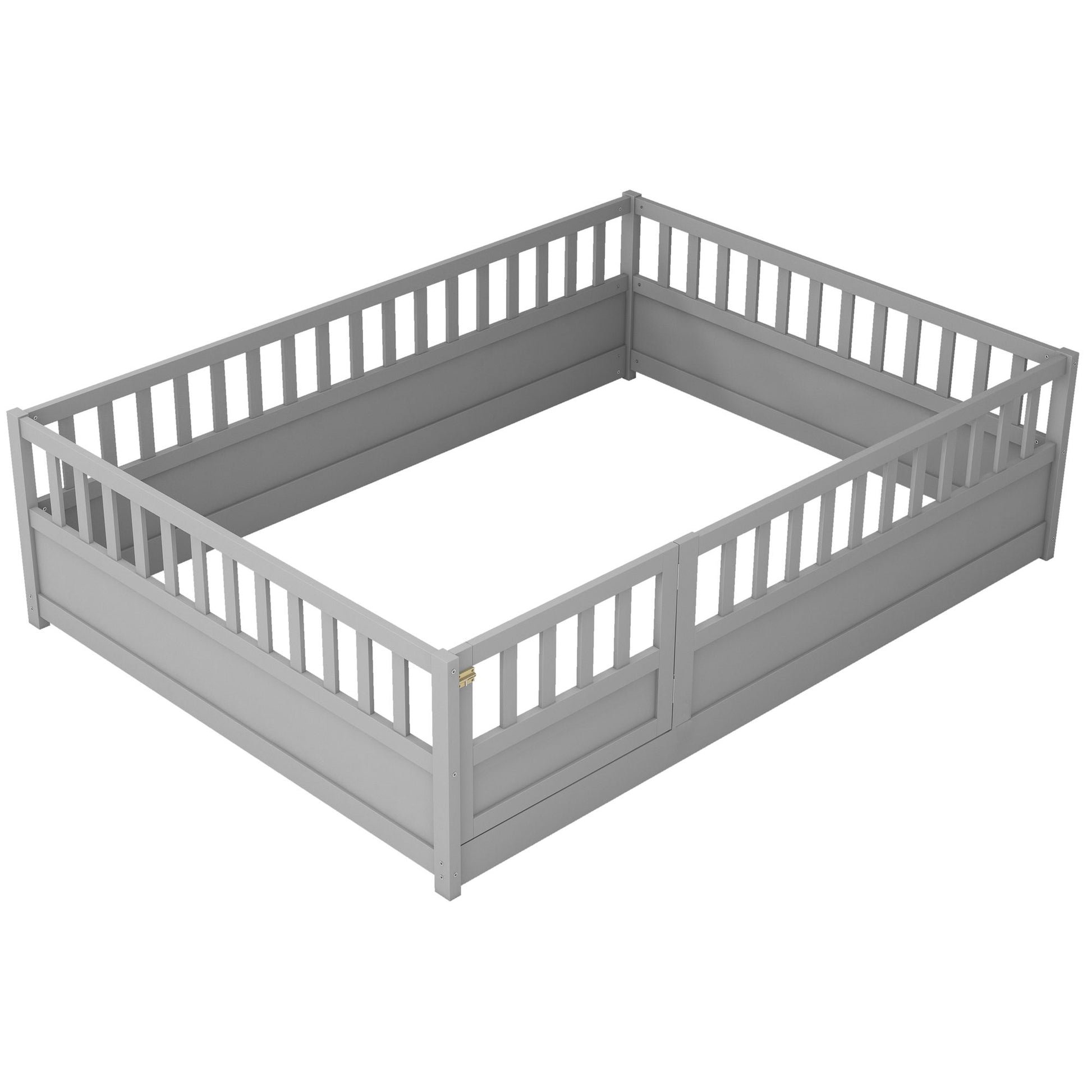 Full size Floor bed, integral construction with super high security barrier, door, children's floor bed frame, Montessor image 7