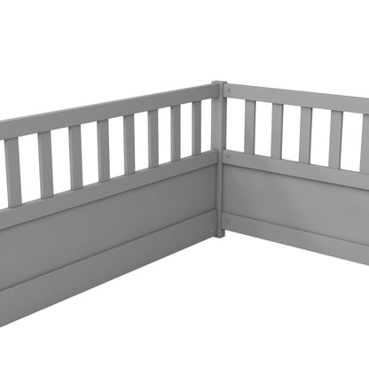 Full size Floor bed, integral construction with super high security barrier, door, children's floor bed frame, Montessor image 14