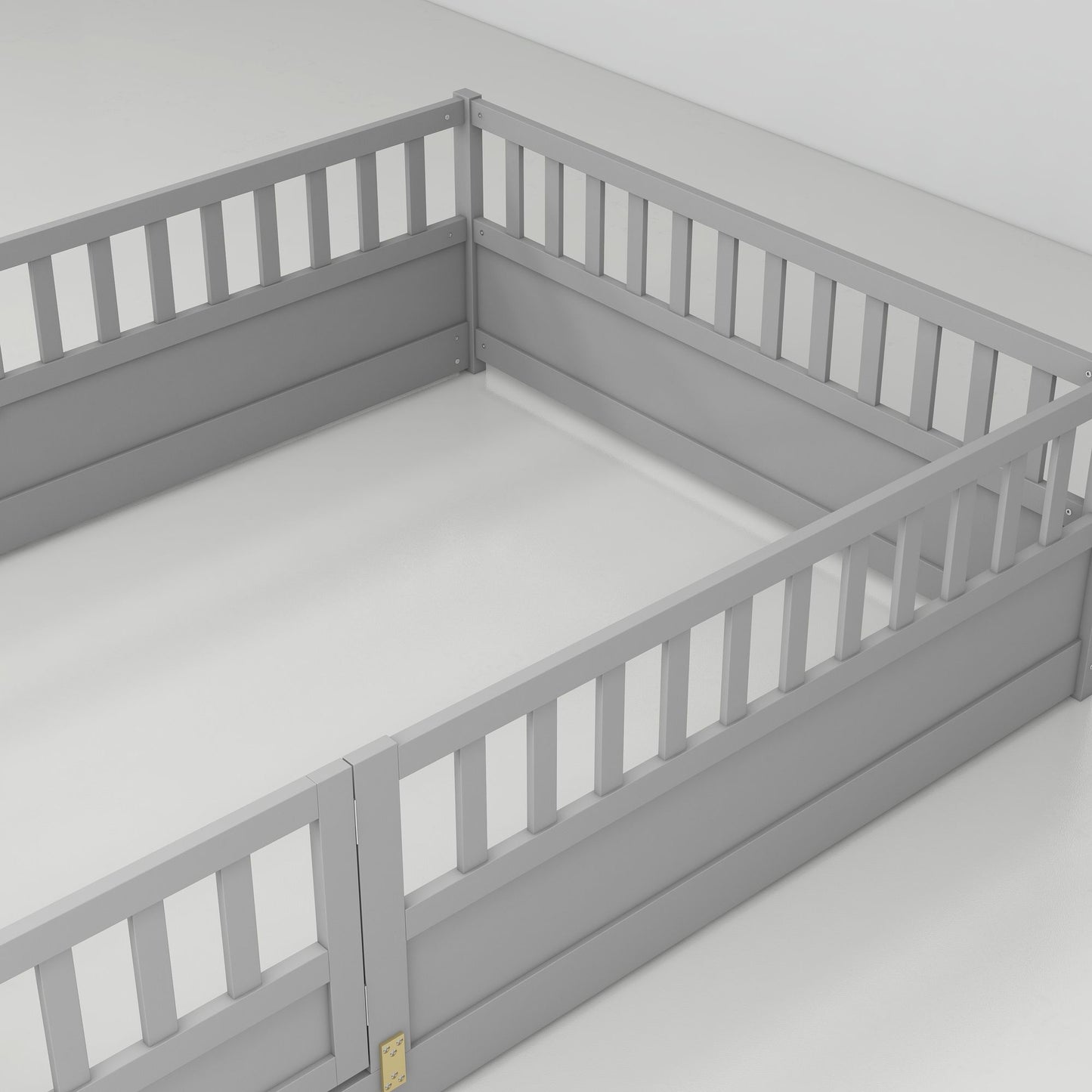 Full size Floor bed, integral construction with super high security barrier, door, children's floor bed frame, Montessor image 15
