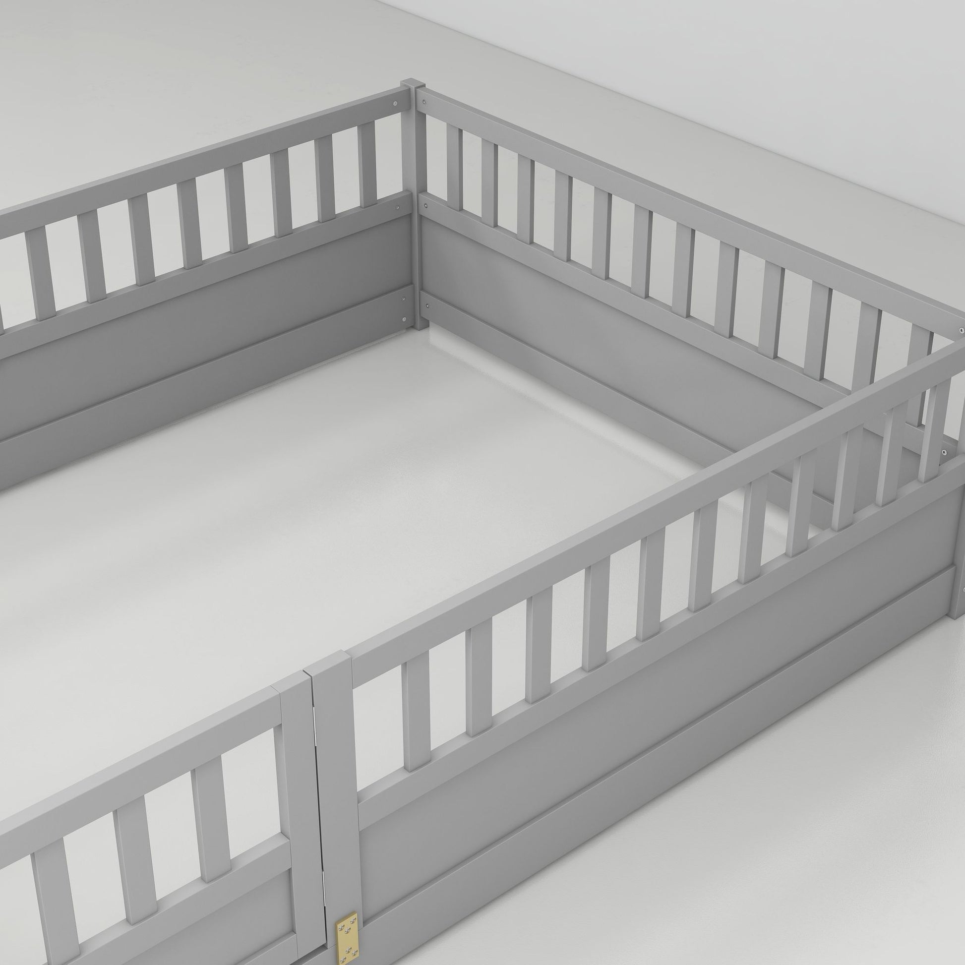 Full size Floor bed, integral construction with super high security barrier, door, children's floor bed frame, Montessor image 15
