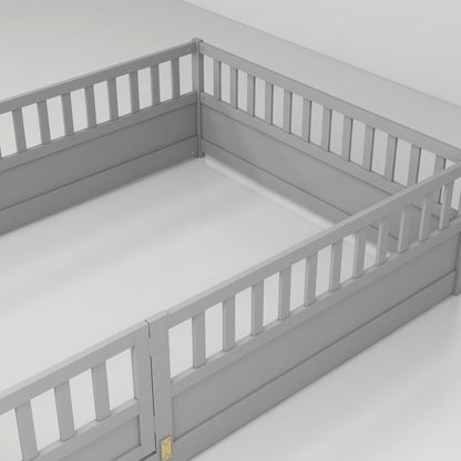 Full size Floor bed, integral construction with super high security barrier, door, children's floor bed frame, Montessor image 15