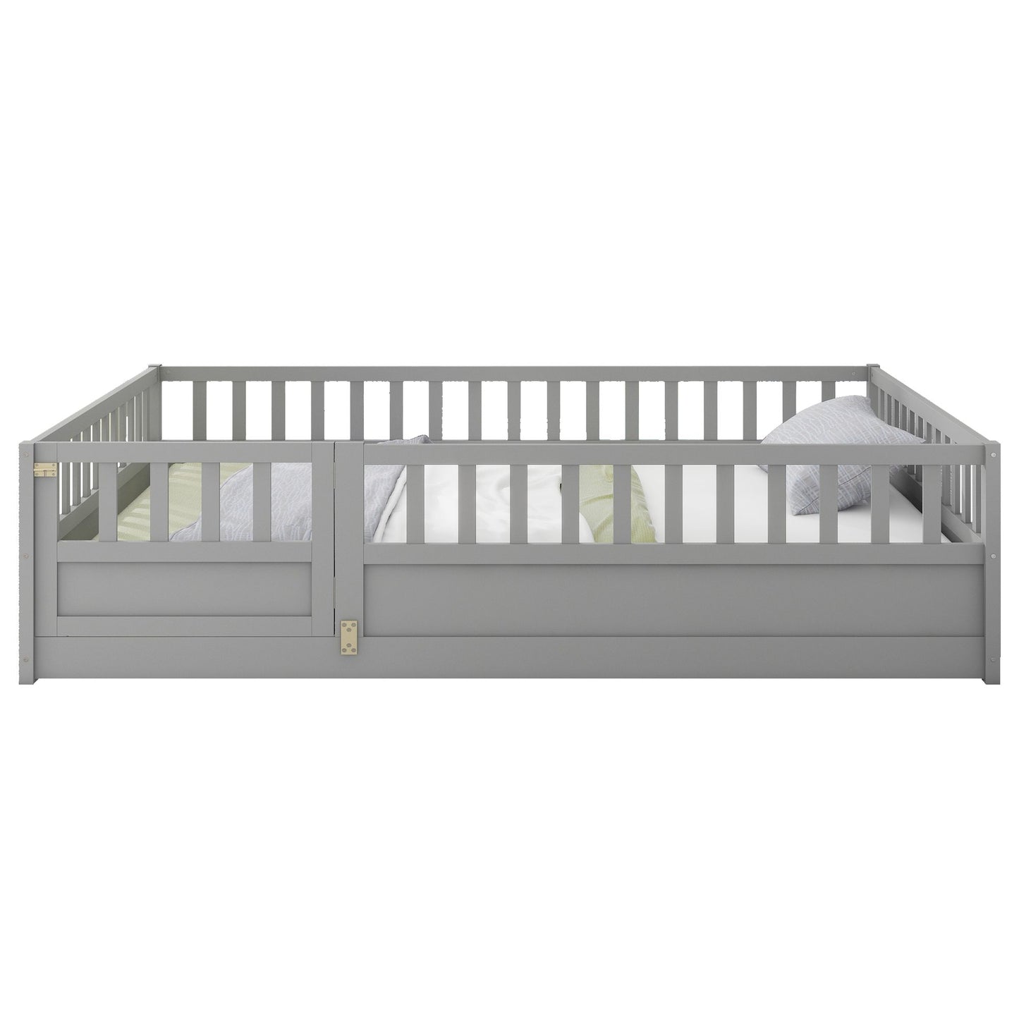 Full size Floor bed, integral construction with super high security barrier, door, children's floor bed frame, Montessor image 5