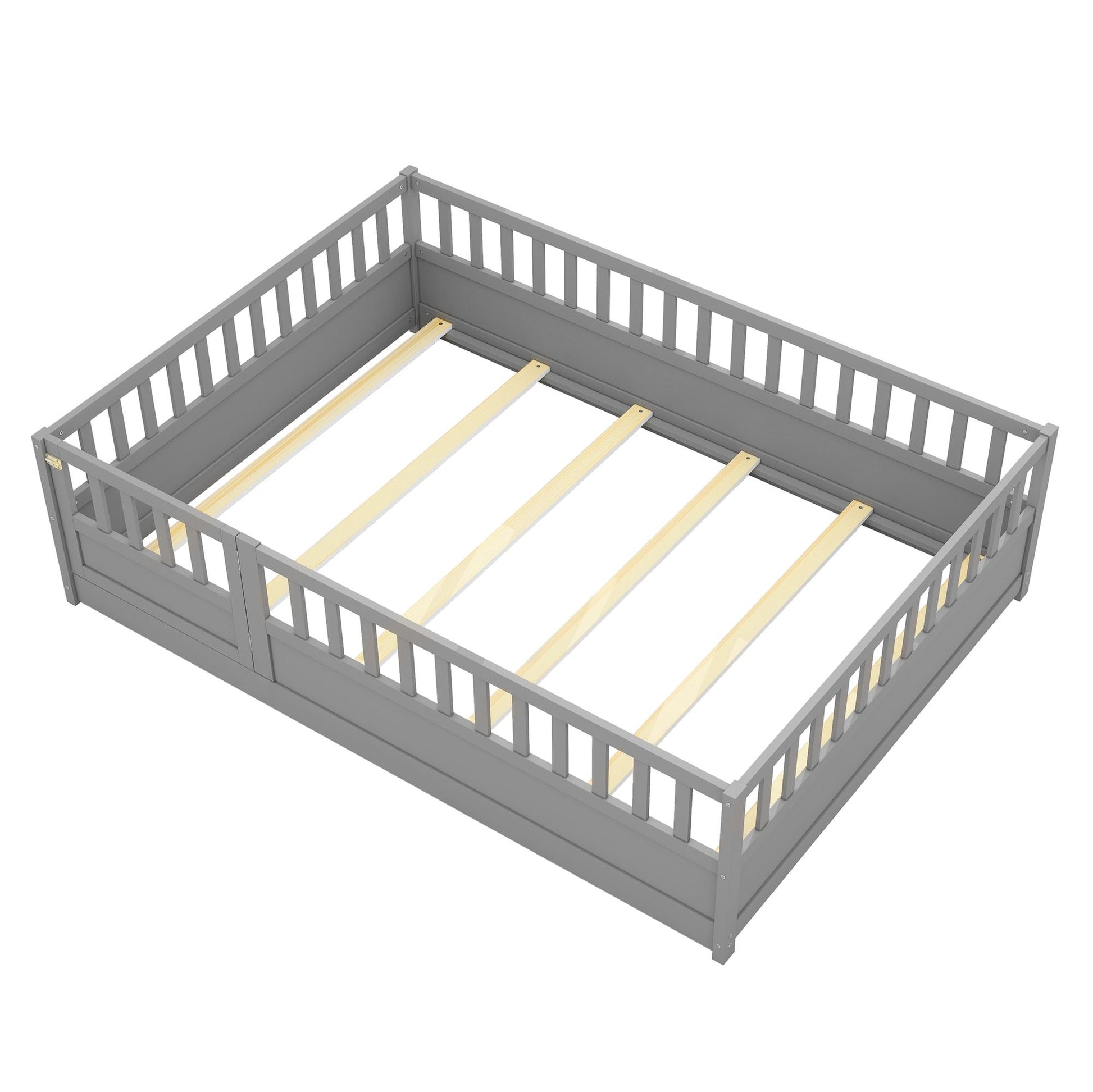 Full size Floor bed, integral construction with super high security barrier, door, children's floor bed frame, Montessor image 7