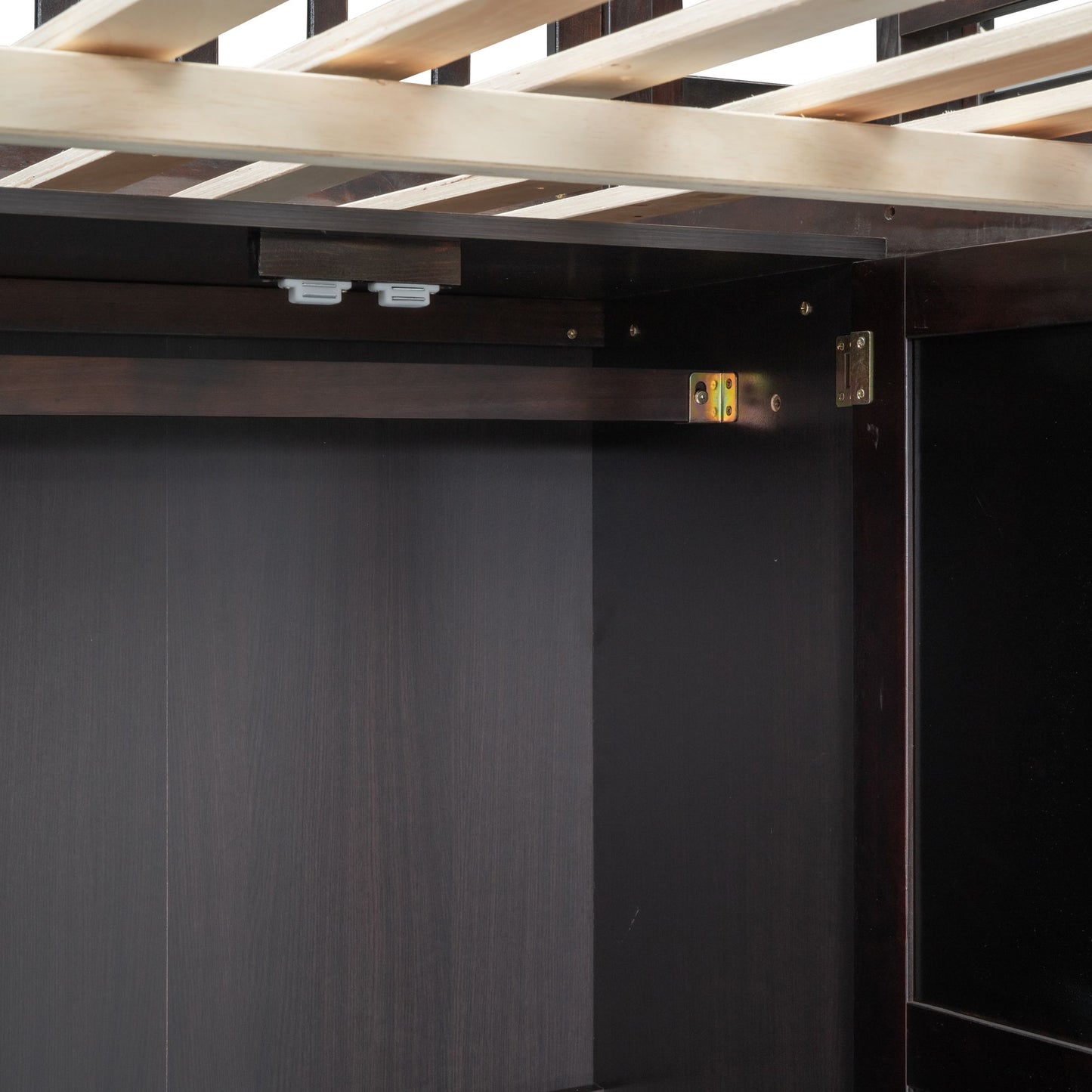 Full size Loft Bed with Bookshelf,Drawers,Desk,and Wardrobe-Espresso image 13