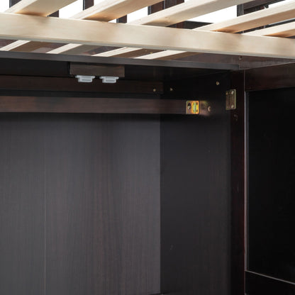 Full size Loft Bed with Bookshelf,Drawers,Desk,and Wardrobe-Espresso image 13