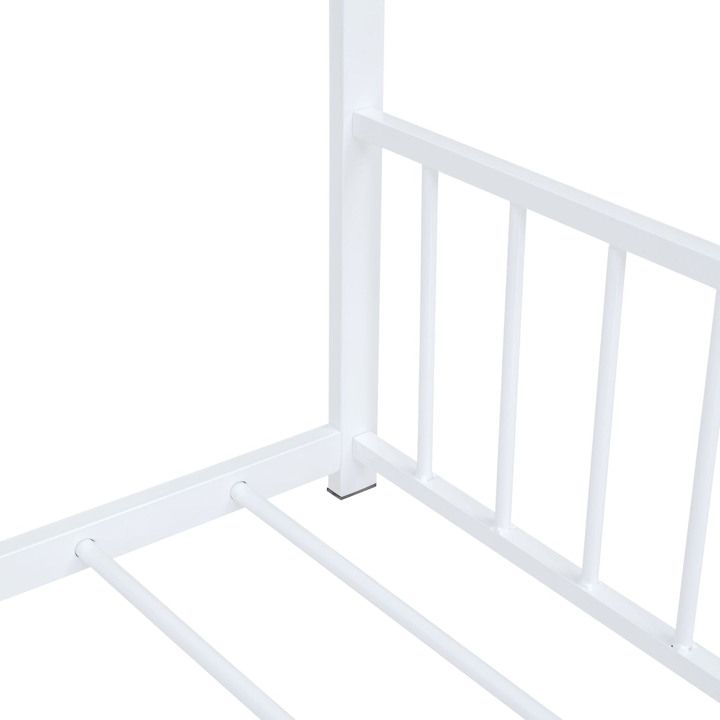 Full Size Metal House Bed, White image 11