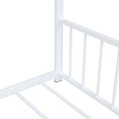 Full Size Metal House Bed, White image 11