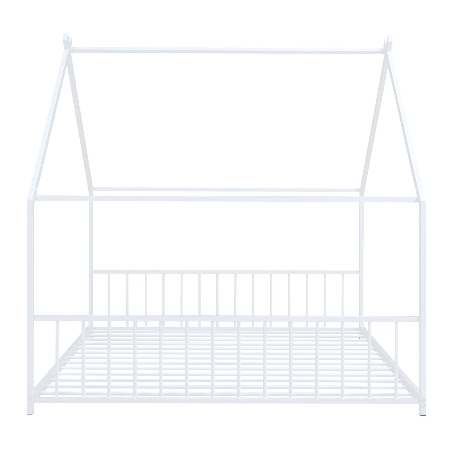 Full Size Metal House Bed, White image 5