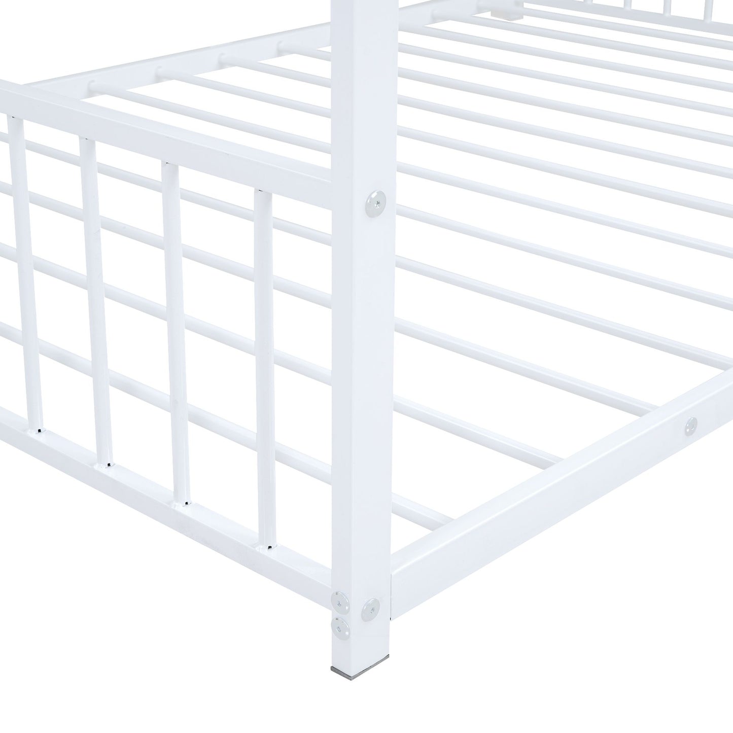 Full Size Metal House Bed, White image 10
