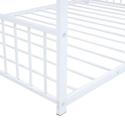 Full Size Metal House Bed, White image 10