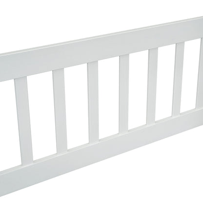 Full Wood House-Shaped Floor Bed with Fence, Guardrails,White image 5
