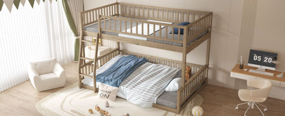 Full XL over Queen Bunk Bed with Ladder and Guardrails, Walnut image 6