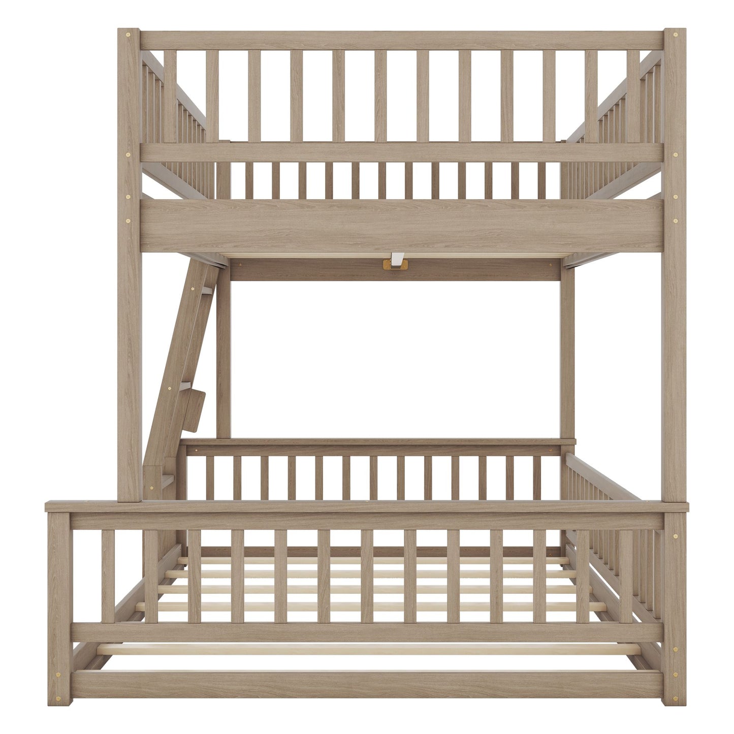 Full XL over Queen Bunk Bed with Ladder and Guardrails, Walnut image 12