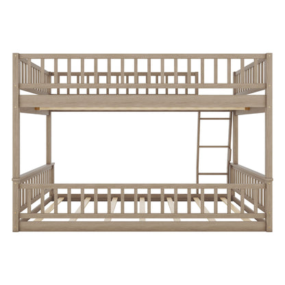 Full XL over Queen Bunk Bed with Ladder and Guardrails, Walnut image 13