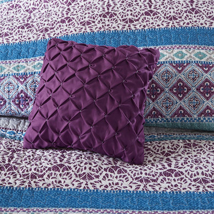 Full/Queen Reversible Quilt Set with Throw Pillows image 2