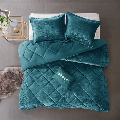 Full/Queen Velvet Comforter Set with Throw Pillow image 10