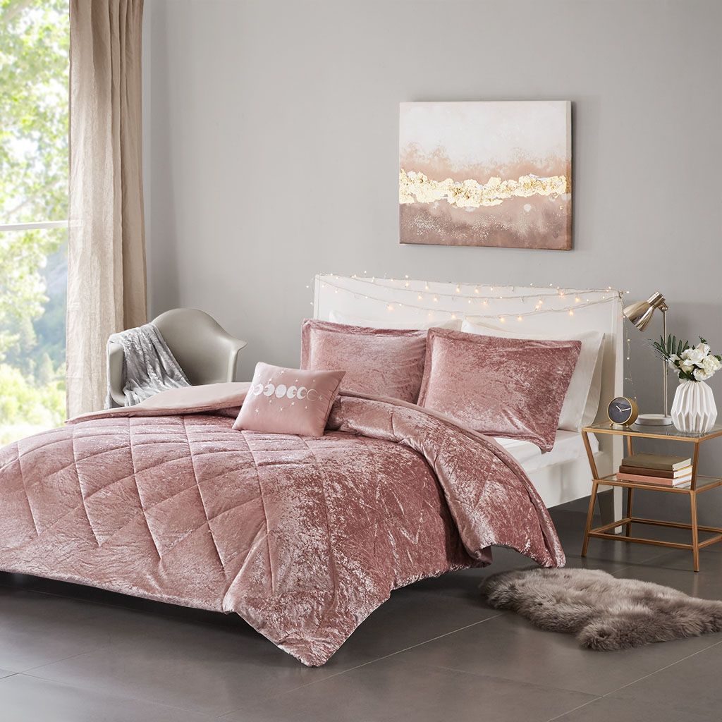 Full/Queen Velvet Duvet Cover Set with Throw Pillow image 1