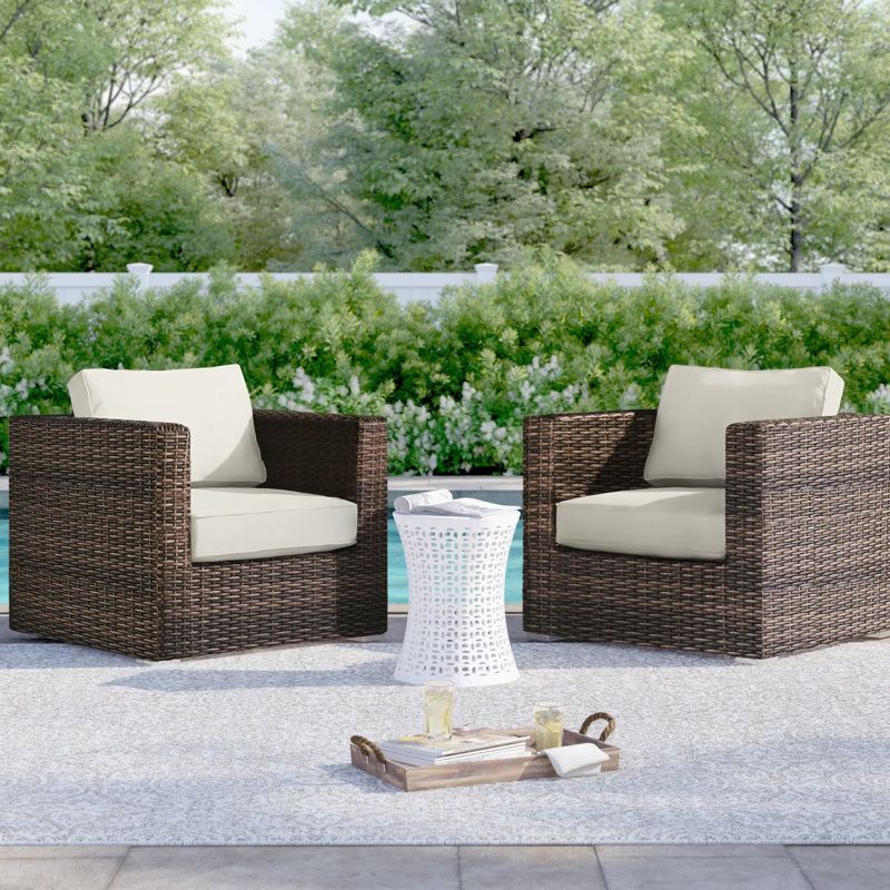 Fully Assembled Patio Chair with Cushions (Set of 2) Mixed Gray image 2