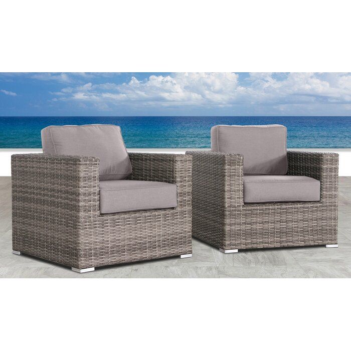 Fully Assembled Patio Chair with Sunbrella Cushions (Set of 2)Canvas Taupe Sunbrella® Canvas image 1