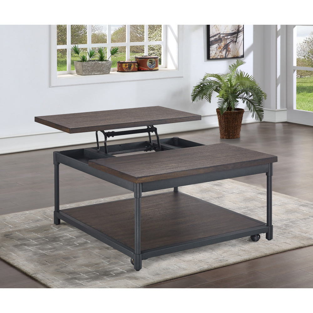Prescott - Lift-Top Square Cocktail Table - Brown