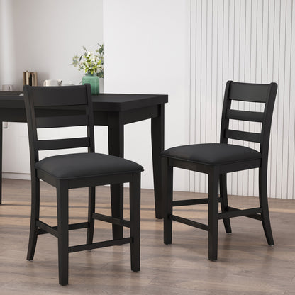 Farmhouse Upholstered Wood Counter Stools (Set of 2) image 1