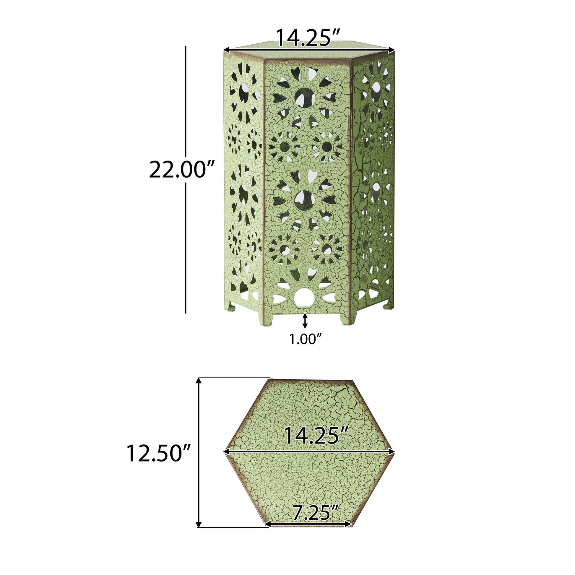 Galore 14" Side Table with Sunburst Cut Out Design, Green image 9