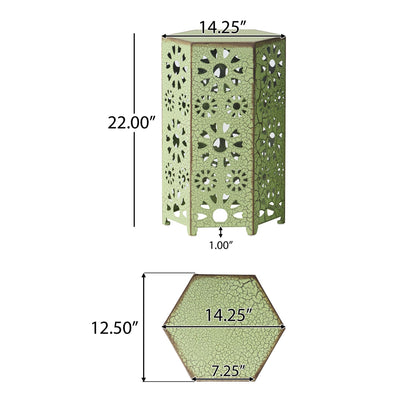 Galore 14" Side Table with Sunburst Cut Out Design, Green image 9