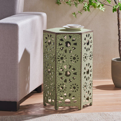 Galore 14" Side Table with Sunburst Cut Out Design, Green image 5