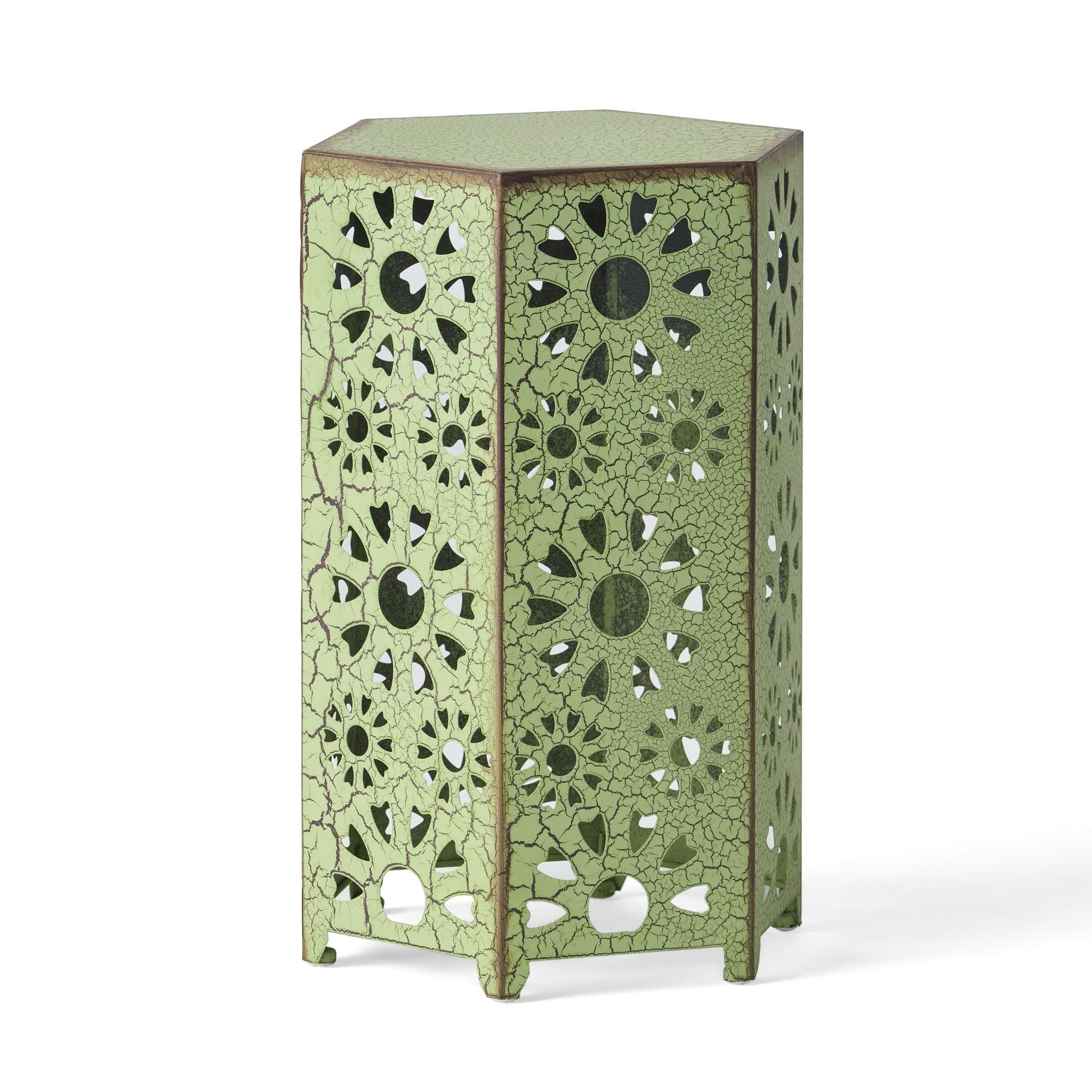 Galore 14" Side Table with Sunburst Cut Out Design, Green image 10