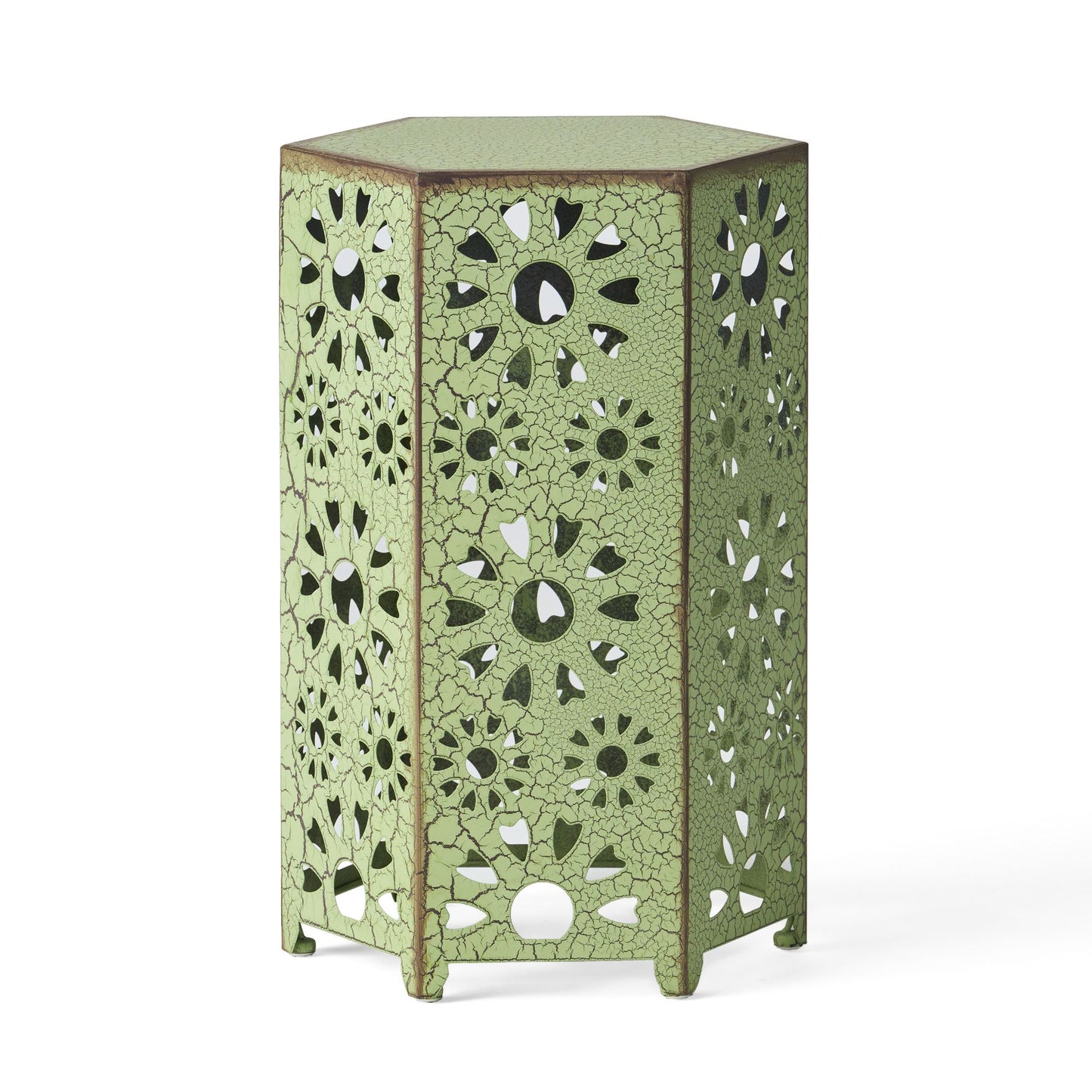 Galore 14" Side Table with Sunburst Cut Out Design, Green image 2