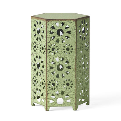 Galore 14" Side Table with Sunburst Cut Out Design, Green image 2