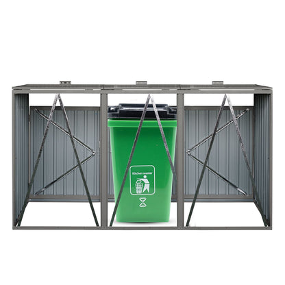 Garbage Bin Shed Stores 3 Trash Cans Metal Outdoor Bin Shed for Garbage Storage,Stainless Galvanized Steel, Bin Shed for image 8