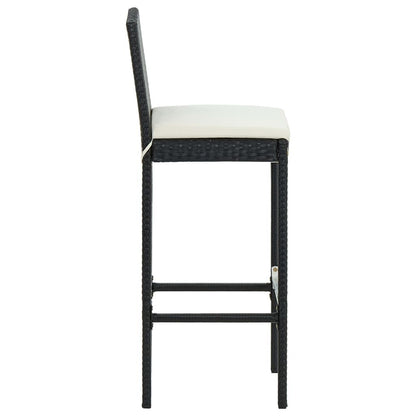 Garden Bar Stools with Cushions 2 pcs Black Poly Rattan image 5