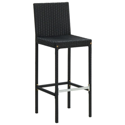 Garden Bar Stools with Cushions 2 pcs Black Poly Rattan image 3