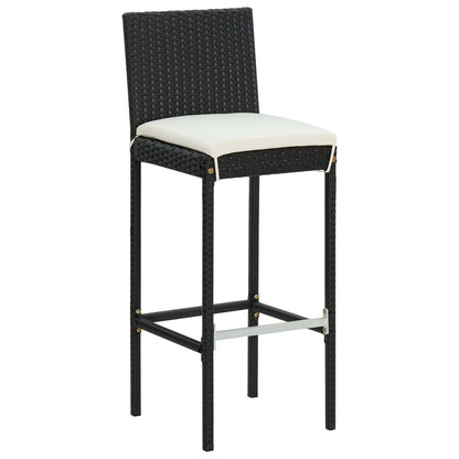 Garden Bar Stools with Cushions 2 pcs Black Poly Rattan image 2