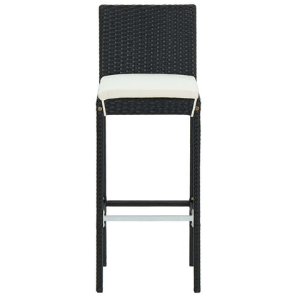 Garden Bar Stools with Cushions 2 pcs Black Poly Rattan image 4