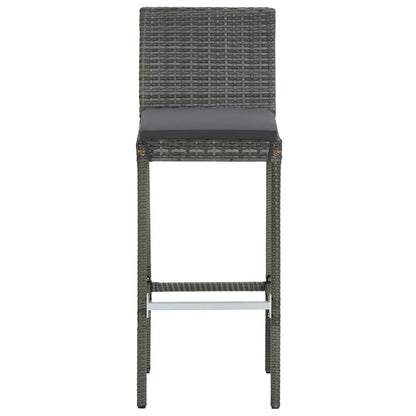 Garden Bar Stools with Cushions 2 pcs Gray Poly Rattan image 4