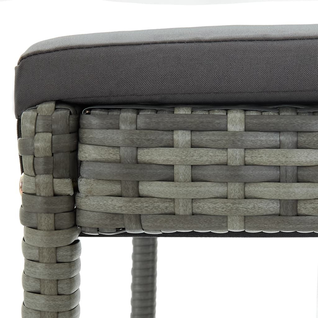 Garden Bar Stools with Cushions 2 pcs Gray Poly Rattan image 8