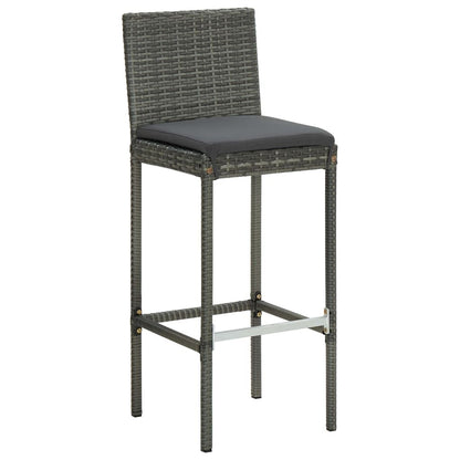 Garden Bar Stools with Cushions 2 pcs Gray Poly Rattan image 2