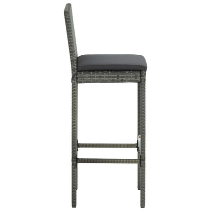 Garden Bar Stools with Cushions 2 pcs Gray Poly Rattan image 5
