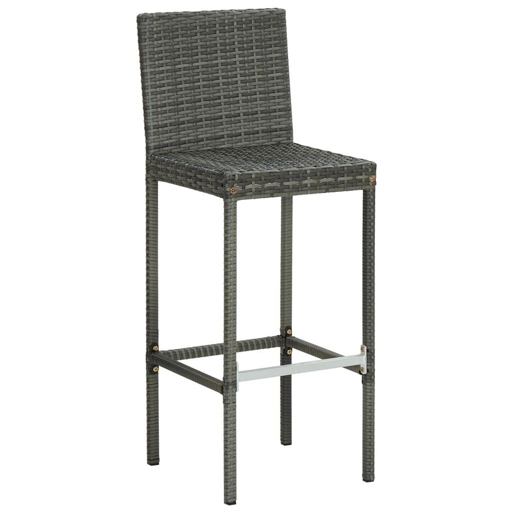 Garden Bar Stools with Cushions 2 pcs Gray Poly Rattan image 3