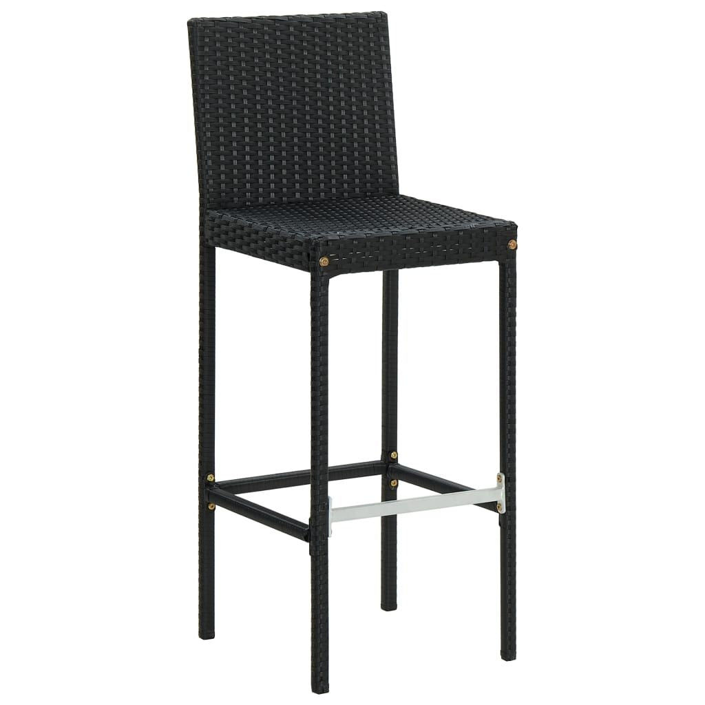 Garden Bar Stools with Cushions 4 pcs Black Poly Rattan image 3