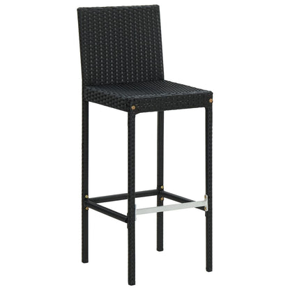Garden Bar Stools with Cushions 4 pcs Black Poly Rattan image 3
