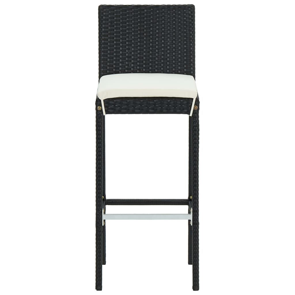 Garden Bar Stools with Cushions 4 pcs Black Poly Rattan image 4