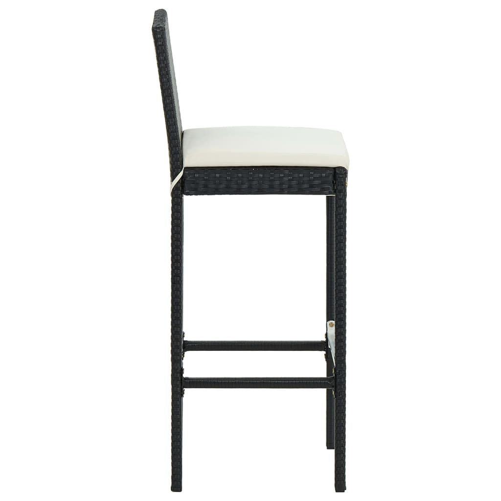 Garden Bar Stools with Cushions 4 pcs Black Poly Rattan image 5
