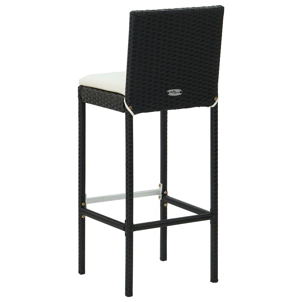 Garden Bar Stools with Cushions 4 pcs Black Poly Rattan image 6