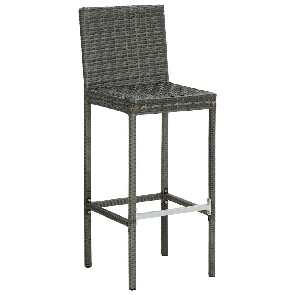 Garden Bar Stools with Cushions 4 pcs Gray Poly Rattan image 3